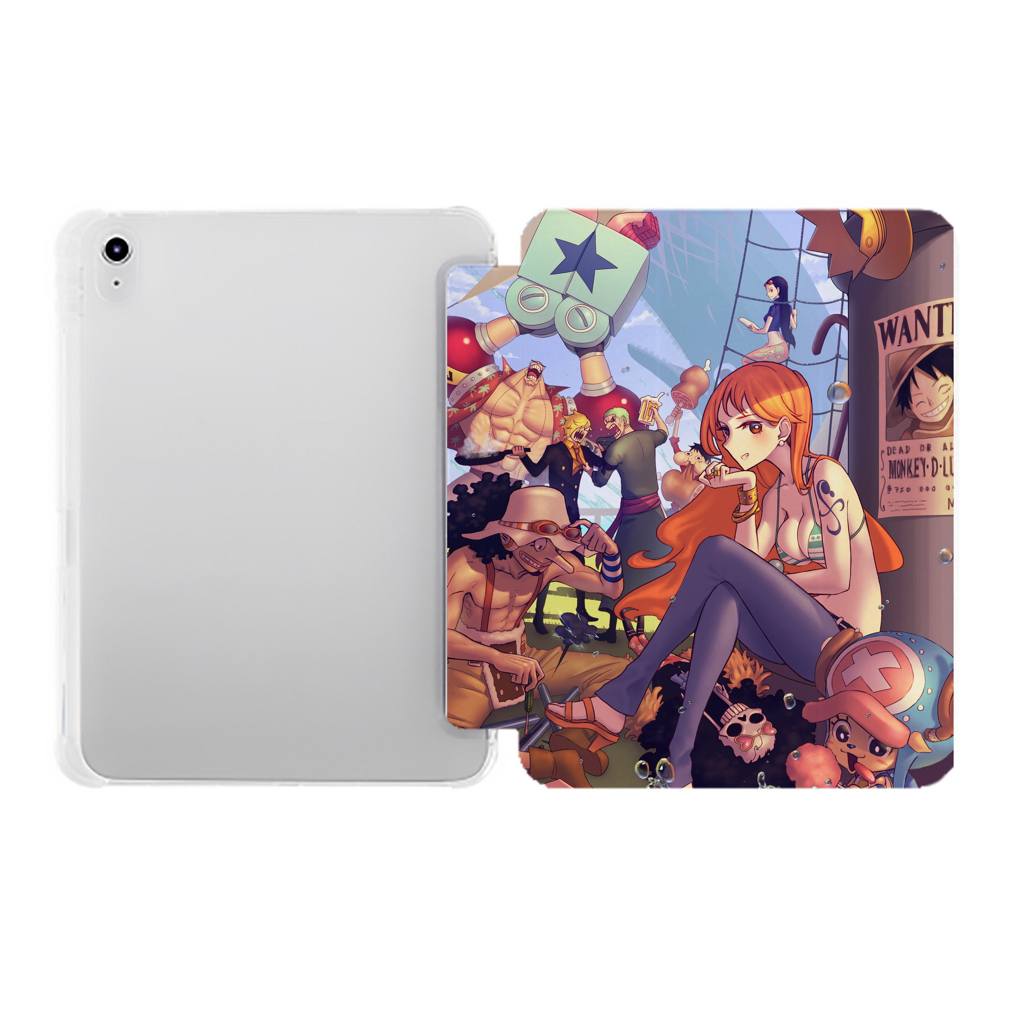 （画像用） ワンピース ONE PIECE IPad ケース ペン収納付き 三つ折りスタンド PUレザー×シリコン 対応機種9.5/10.5/10.9インチ